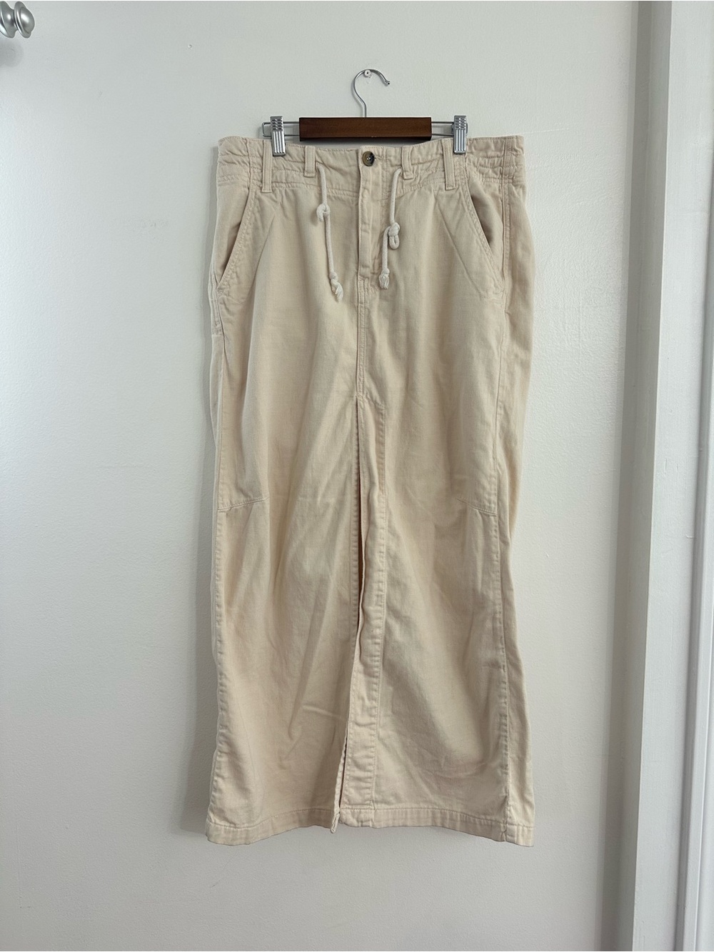 NWOT Free People Chino Drawstring Maxi Skirt